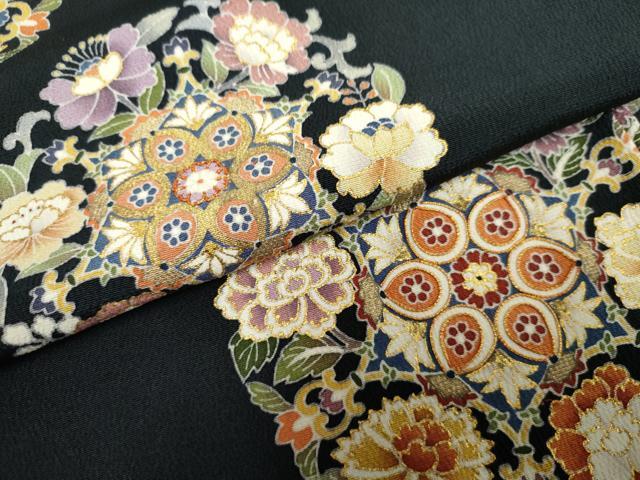 平和屋着物●訪問着　友禅　駒刺繍　花丸文　金彩　正絹　逸品　AABE8680cs_5