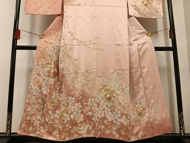 平和屋着物●訪問着　友禅　雪輪草花文　暈し染め　金彩　正絹　逸品　AABE8918ph_2
