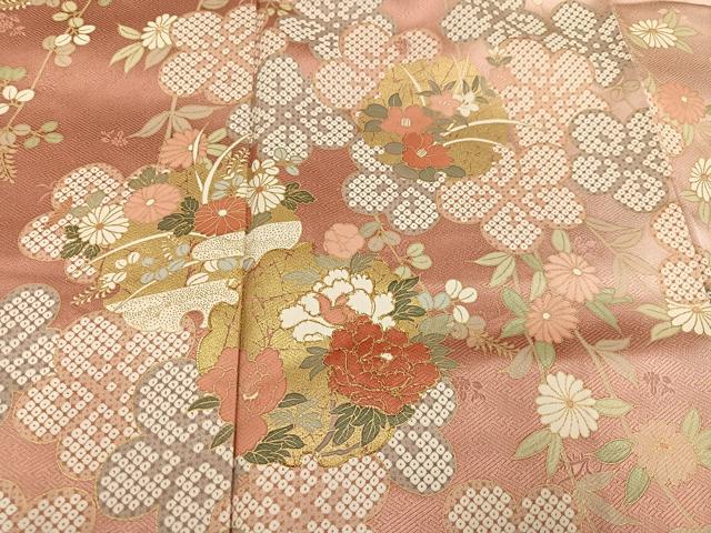 平和屋着物●訪問着　友禅　雪輪草花文　暈し染め　金彩　正絹　逸品　AABE8918ph_3