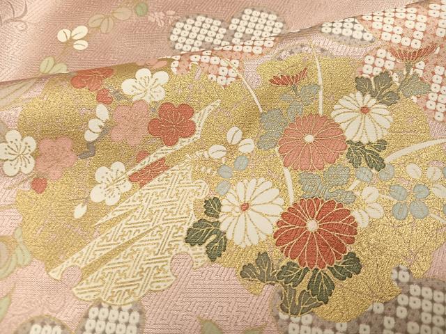 平和屋着物●訪問着　友禅　雪輪草花文　暈し染め　金彩　正絹　逸品　AABE8918ph_5