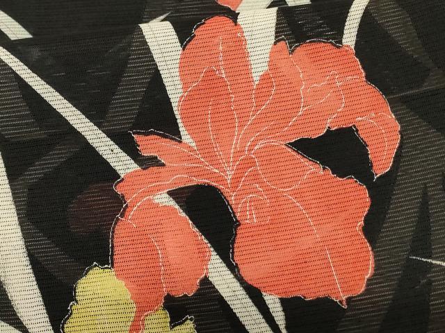 平和屋着物＊夏物　小紋　絽　草花文　洗える着物　AABE8973jd_5