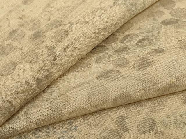 平和屋着物＊夏物　生紬　草花文　正絹　逸品　AABE8998jd