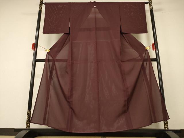 平和屋着物＊夏物　色無地　絽　赤褐色　正絹　逸品　AABE8999jd