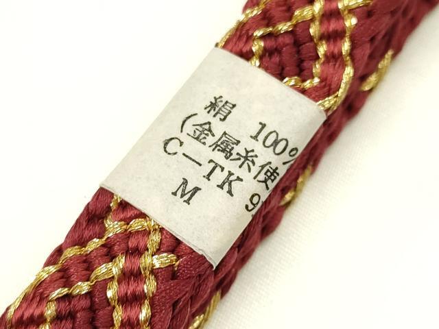 平和屋着物●和装小物　上質な帯締め　平組　能衣彩　暈し　金糸　木箱付き　正絹　逸品　未使用　AABE9164ay_4