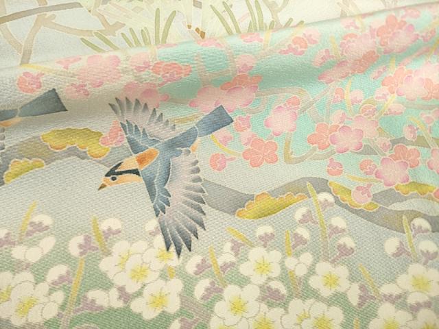 平和屋着物●本加賀友禅作家　百貫華峰　色留袖　友禅　竹　花鳥文　暈し染め　正絹　逸品　AABE9210ck_5