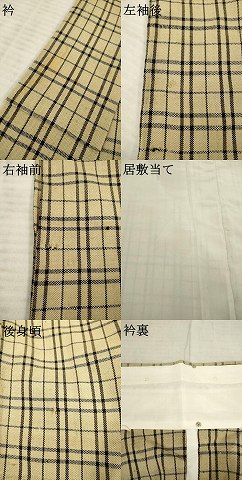 平和屋着物●ざざんざ織　伊兵衛織　単衣　格子　正絹　逸品　AABE9224ck_6