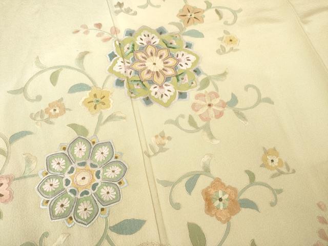 平和屋着物●訪問着　総刺繍　中国三大刺繍　スワトウ刺繍　汕頭刺繍　相良刺繍　道長花唐草文　暈し染め　正絹　逸品　AABE9226ck_3