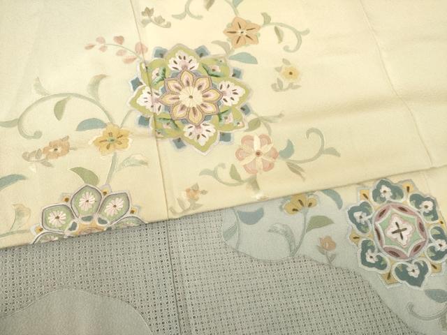 平和屋着物●訪問着　総刺繍　中国三大刺繍　スワトウ刺繍　汕頭刺繍　相良刺繍　道長花唐草文　暈し染め　正絹　逸品　AABE9226ck_4
