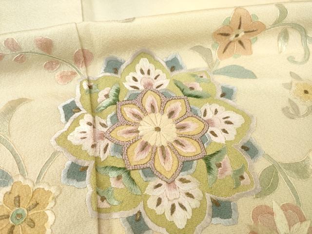 平和屋着物●訪問着　総刺繍　中国三大刺繍　スワトウ刺繍　汕頭刺繍　相良刺繍　道長花唐草文　暈し染め　正絹　逸品　AABE9226ck_5