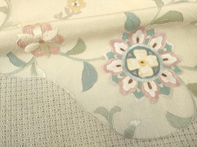 平和屋着物●訪問着　総刺繍　中国三大刺繍　スワトウ刺繍　汕頭刺繍　相良刺繍　道長花唐草文　暈し染め　正絹　逸品　AABE9226ck_6