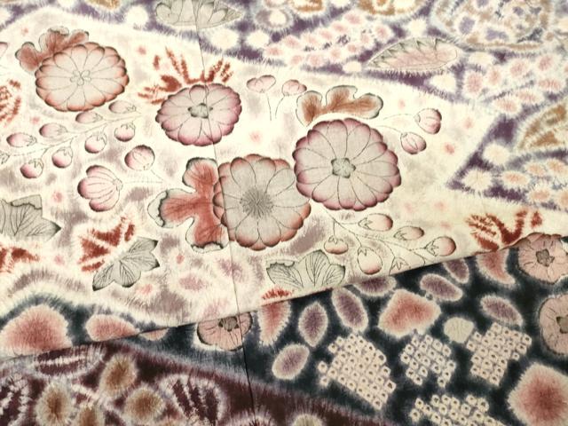 平和屋着物●十七代京屋林蔵　訪問着　本場結城紬地　辻が花　正絹　逸品　AABE9230ck_4