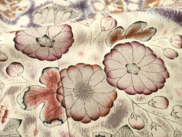 平和屋着物●十七代京屋林蔵　訪問着　本場結城紬地　辻が花　正絹　逸品　AABE9230ck_5