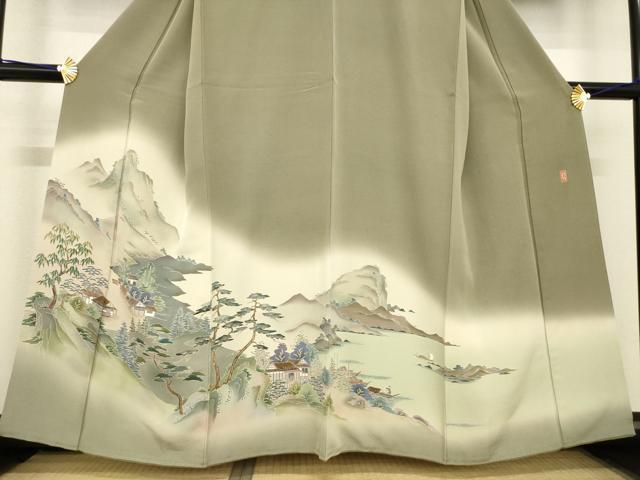 平和屋着物●十日町　加賀草木友禅の第一人者　田村哲彦　色留袖　人物風景文　正絹　逸品　AABE9268ck_2