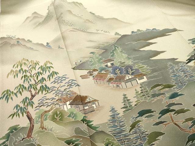 平和屋着物●十日町　加賀草木友禅の第一人者　田村哲彦　色留袖　人物風景文　正絹　逸品　AABE9268ck_3