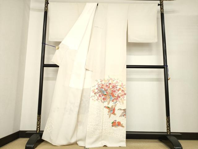 平和屋着物●本加賀友禅作家　鶴見保次　色留袖　花鳥文　正絹　逸品　AABE9275ck_1