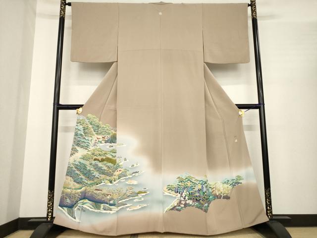 平和屋着物●京加賀友禅　松本健一　色留袖　風景文　正絹　逸品　AABE9276ck