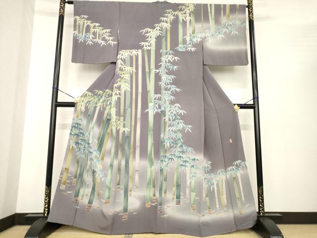 平和屋着物●十日町　加賀草木友禅の第一人者　田村哲彦　訪問着　友禅　笹竹文　暈し染め　ますいわ屋扱い　正絹　逸品　AABE9279ck