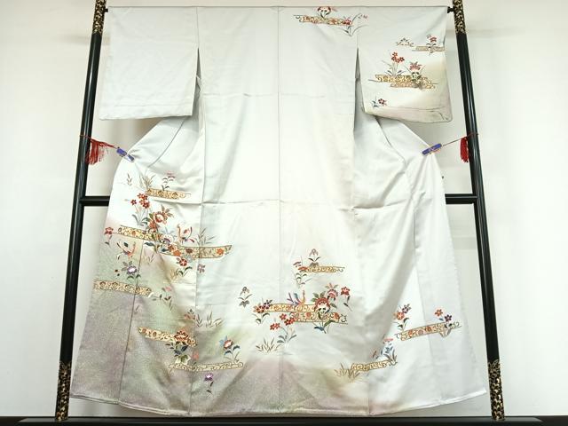 平和屋着物▽訪問着 単衣 螺鈿 花鳥文 暈し染め 金彩 正絹 逸品