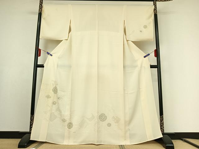 平和屋着物▽訪問着　単衣　中国三大刺繍　汕頭刺繍　スワトウ刺繍　総刺繍　蜀江花文　正絹　逸品　AABE9304jh