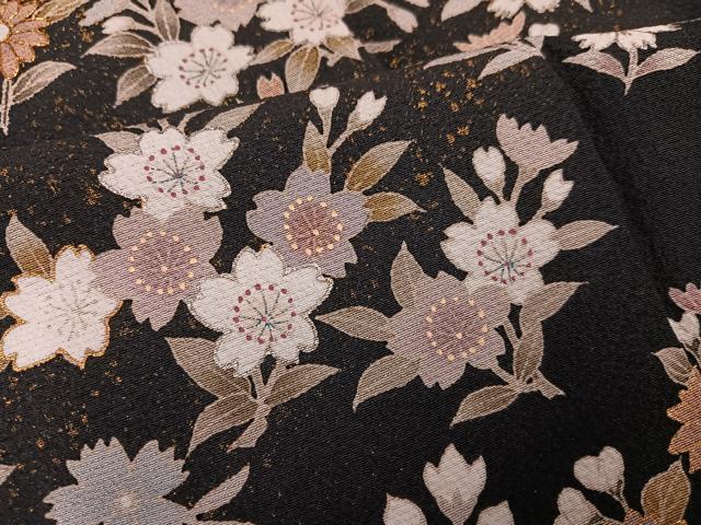 平和屋着物●訪問着　舞花文　暈し染め　黒地　金銀彩　正絹　逸品　AABF0002ph_5