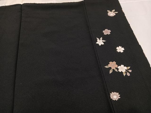 平和屋着物●訪問着　舞花文　暈し染め　黒地　金銀彩　正絹　逸品　AABF0002ph_6