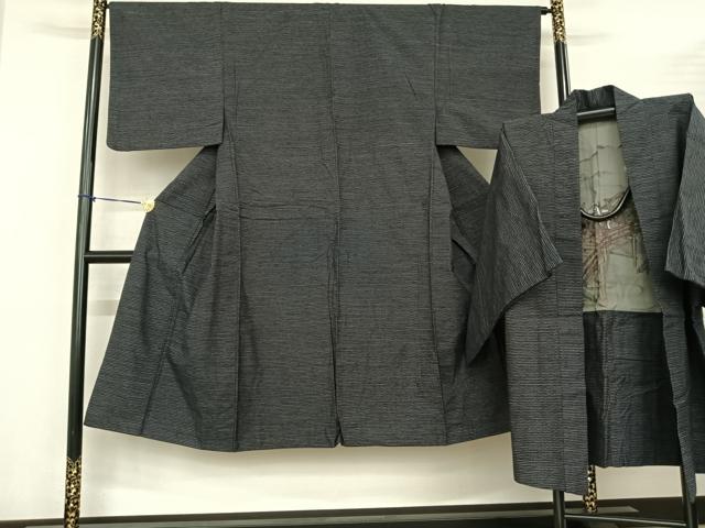 平和屋着物●男性　紬　アンサンブル　霞文　正絹　逸品　AABF0276fy