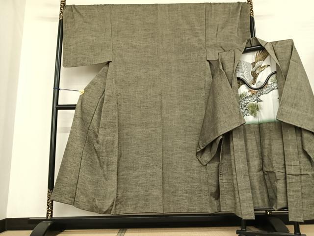 平和屋着物●男性　紬　アンサンブル　岩井茶色　キングサイズ　正絹　逸品　AABF0311fy 平和屋着物○男性 紬 アンサンブル 岩井茶色 キングサイズ 正絹 逸品