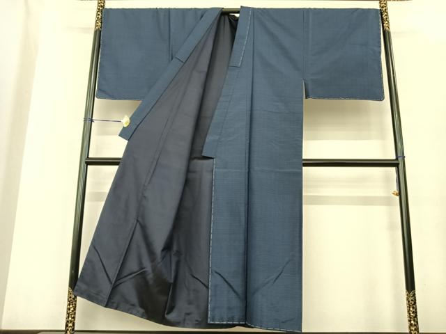 平和屋着物●男性　本場大島紬　アンサンブル　手織　格子　井田哲則作　証紙付き　正絹　逸品　未使用　AABF0314fy_1