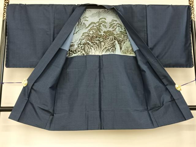 平和屋着物●男性　本場大島紬　アンサンブル　手織　格子　井田哲則作　証紙付き　正絹　逸品　未使用　AABF0314fy_8