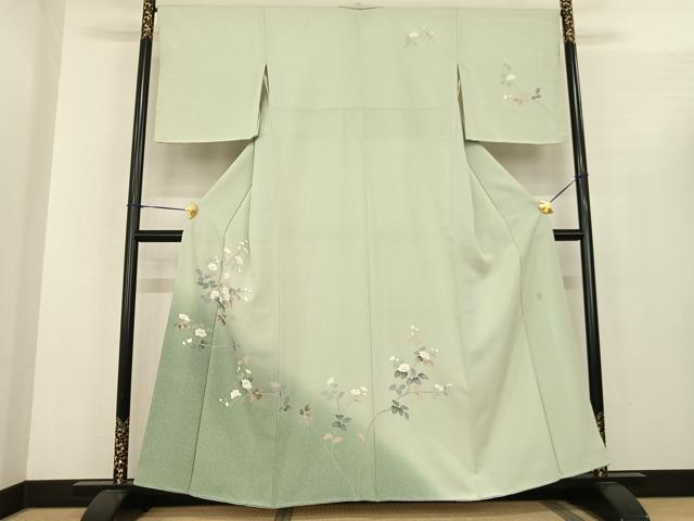 平和屋着物●訪問着　友禅　作家物　枝花文　暈し染め　正絹　逸品　AABF0442fy
