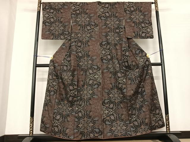 平和屋着物●本場大島紬　一元7マルキ　吉祥花文　正絹　逸品　AABF0447fy 平和屋着物○本場大島紬 一元7マルキ 吉祥花文 正絹 逸品 AABF0447fy