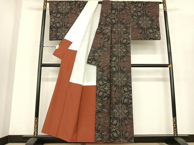 平和屋着物○本場大島紬 一元7マルキ 吉祥花文 正絹 逸品 AABF0447fy