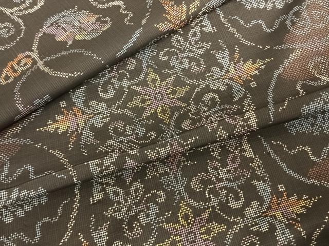 平和屋着物●本場大島紬　一元7マルキ　吉祥花文　正絹　逸品　AABF0447fy