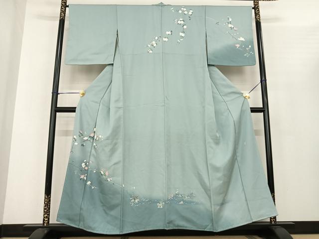 平和屋着物●訪問着　友禅　作家物　枝花文　暈し染め　正絹　逸品　AABF0448fy