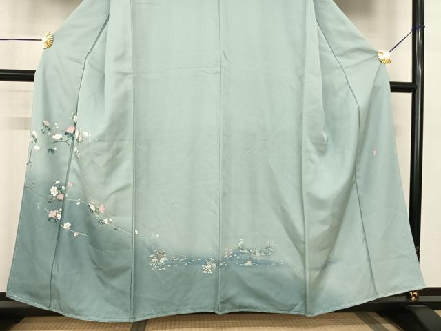 平和屋着物●訪問着　友禅　作家物　枝花文　暈し染め　正絹　逸品　AABF0448fy