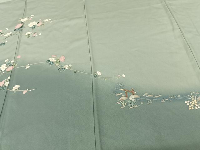 平和屋着物●訪問着　友禅　作家物　枝花文　暈し染め　正絹　逸品　AABF0448fy
