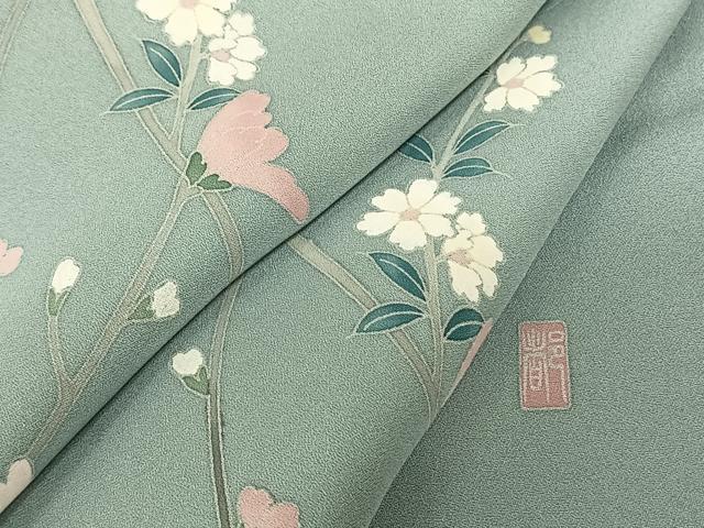 平和屋着物●訪問着　友禅　作家物　枝花文　暈し染め　正絹　逸品　AABF0448fy
