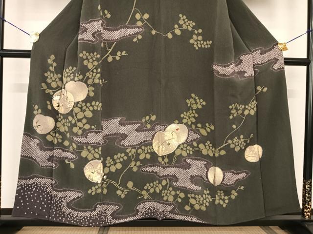 平和屋着物●訪問着　駒刺繍　絞り　枝花丸文　金彩　鬼しぼ縮緬　正絹　逸品　AABF0497fy_2