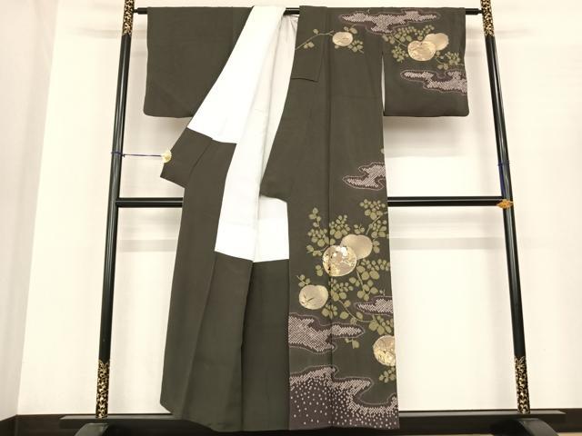 平和屋着物●訪問着　駒刺繍　絞り　枝花丸文　金彩　鬼しぼ縮緬　正絹　逸品　AABF0497fy_1