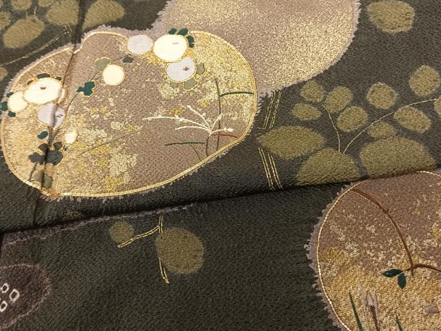 平和屋着物●訪問着　駒刺繍　絞り　枝花丸文　金彩　鬼しぼ縮緬　正絹　逸品　AABF0497fy_4