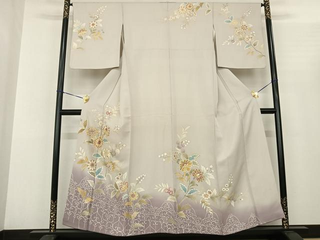 平和屋着物●訪問着　駒刺繍　草花文　暈し染め　金糸　金彩　正絹　逸品　AABF0541fy 22,633円