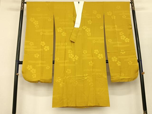 平和屋着物●振袖用長襦袢　無双仕立て　舞花地紋　山吹色　やまと誂製　正絹　逸品　AABF0545fy