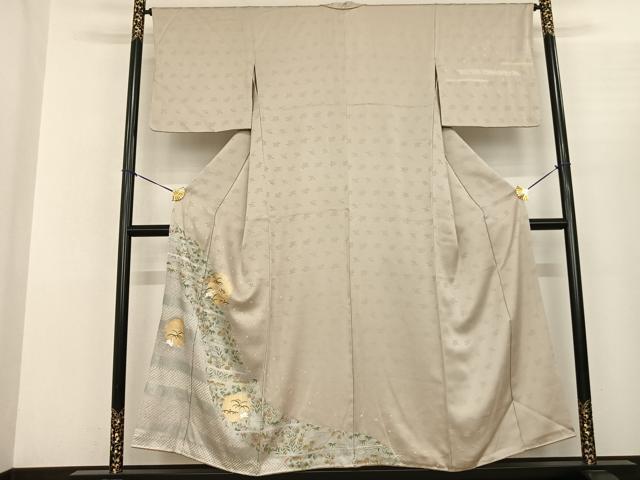 平和屋着物●訪問着　絞り　刺繍　露芝兎花文　金銀彩　正絹　逸品　AABF0619fy 平和屋着物○訪問着 絞り 刺繍 露芝兎花文 金銀彩 正絹 逸品