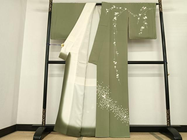 平和屋着物●訪問着　友禅　枝花文　正絹　逸品　AABF0656fy_1