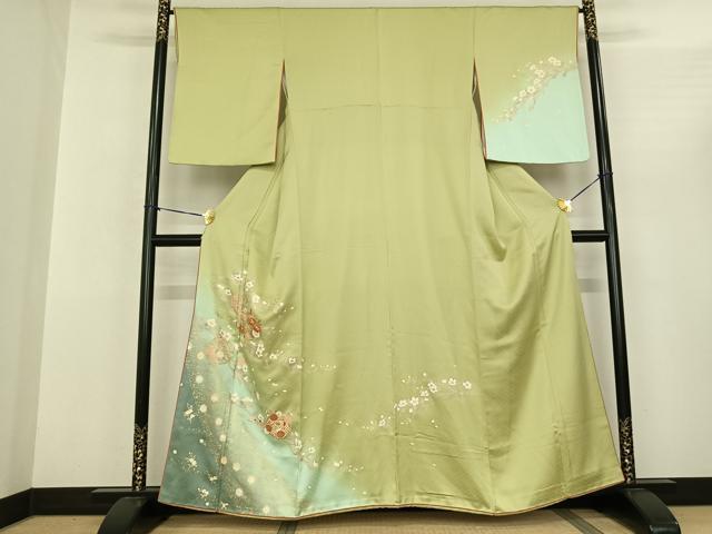 平和屋着物●訪問着　駒刺繍　枝花丸文　暈し染め　金彩　やまと誂製　正絹　逸品　AABF0664fy