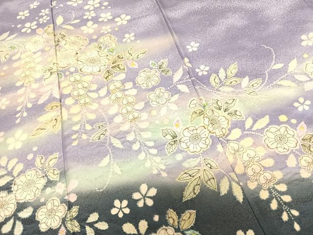 平和屋着物●訪問着　作家物　辻が花　暈し染め　銀通し地　ロング丈　正絹　逸品　AABF0683fy_4