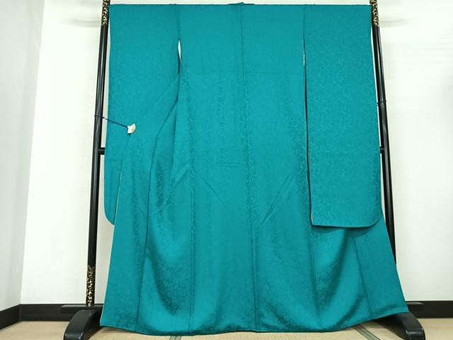 平和屋着物●豪華振袖　辻が花地紋　青緑色　金通し地　正絹　逸品　AABF0692fy 平和屋着物○豪華振袖 辻が花地紋 青緑色 金通し地 正絹 逸品 AABF0692fy