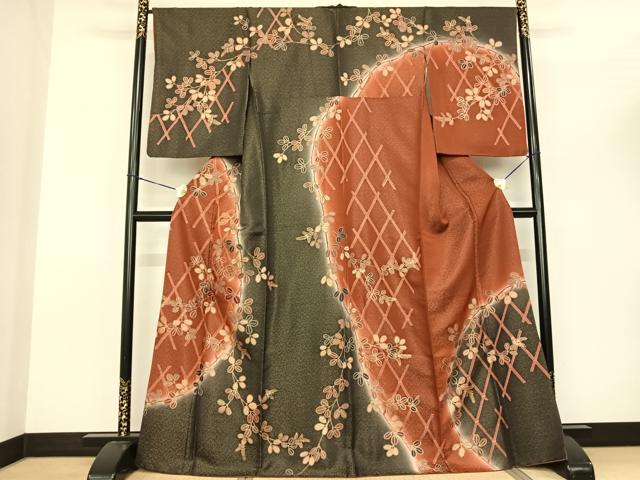 平和屋着物●訪問着　刺繍　萩文　暈し染め　金彩　正絹　逸品　AABF0735fy