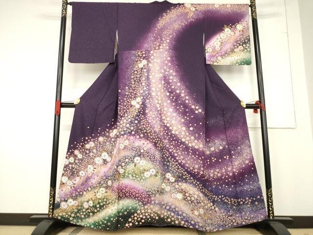 平和屋着物▽上質な紬 単衣 色無地 黄唐茶色 正絹 逸品 未使用