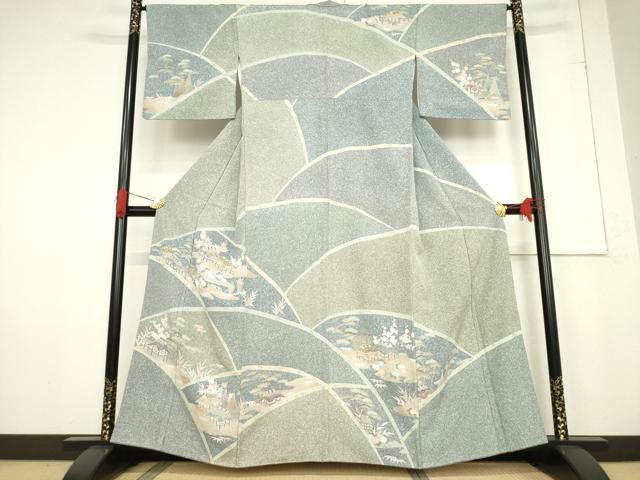 平和屋着物●訪問着　友禅　風景文　正絹　逸品　AABF0938ck